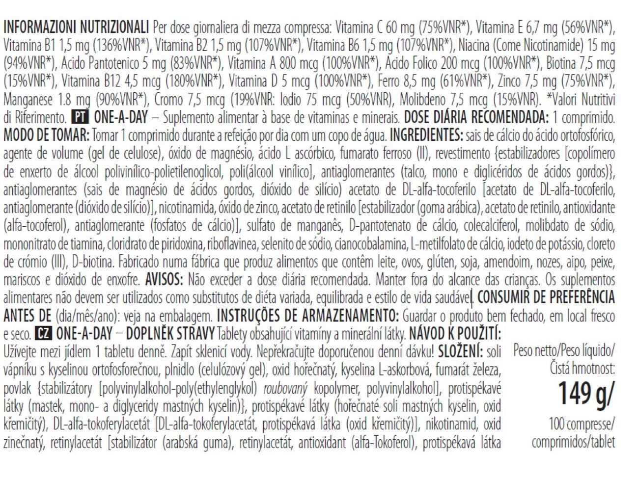 MULTIVITAMINAS BIOTECH USA ONE A DAY ADULTO 100CAP image number 1