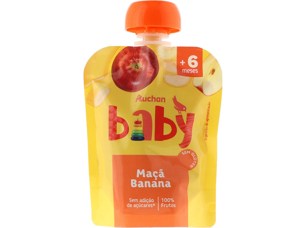 SAQUETA DE FRUTA AUCHAN BABY MA&Ccedil;&Atilde; BANANA 90G