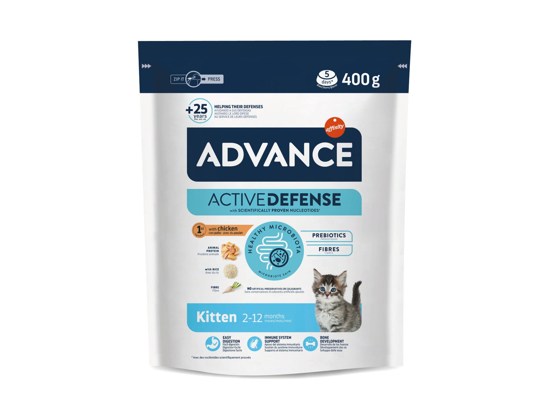 RA&Ccedil;&Atilde;O PARA GATO ADVANCE KITTEN COM FRANGO E ARROZ 400G