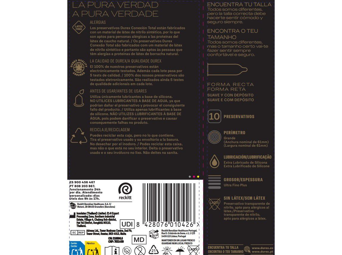 PRESERVATIVOS DUREX CONEX&Atilde;O TOTAL XL 10 UN image number 1