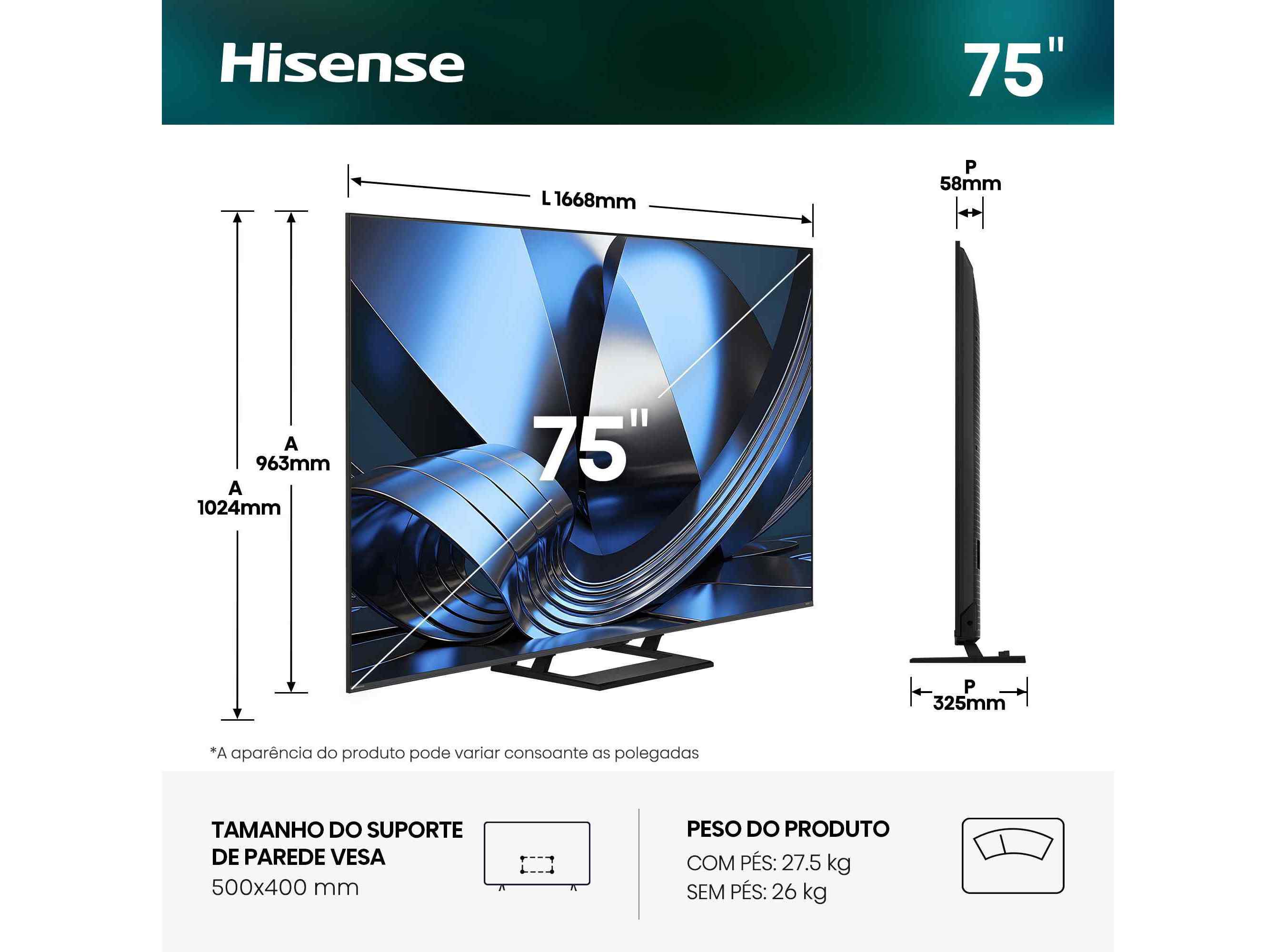 TV HISENSE ULED MINI-LED 75U7SE (4K SMART TV 75'' 189CM) image number 1