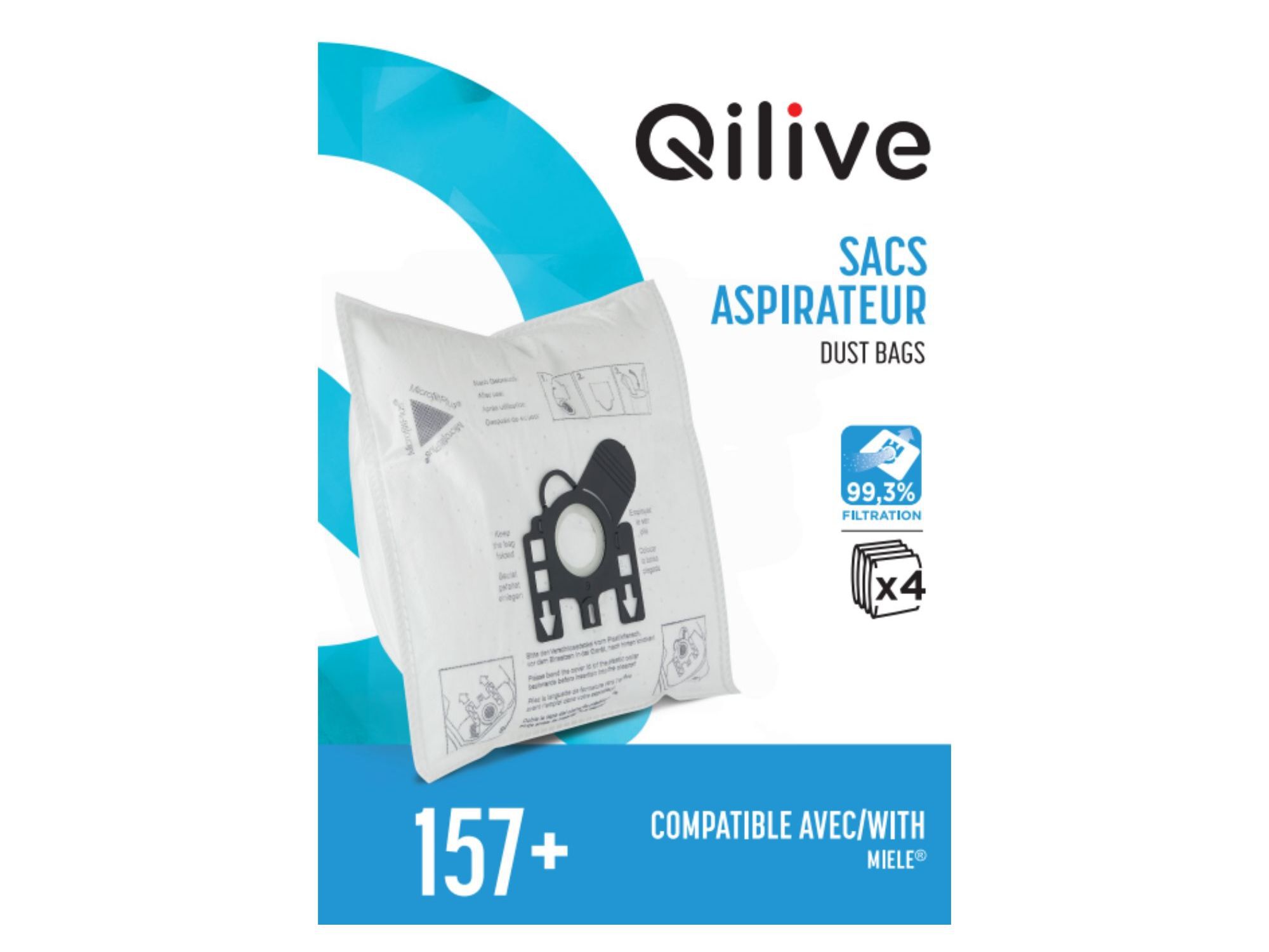 SACOS DE ASPIRADOR QILIVE 157+ PACK 4