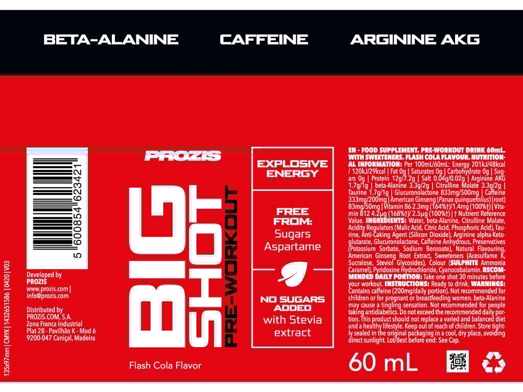BEBIDA PROZIS BIG SHOT PR&Eacute;-TREINO FLASH COLA 60ML image number 1