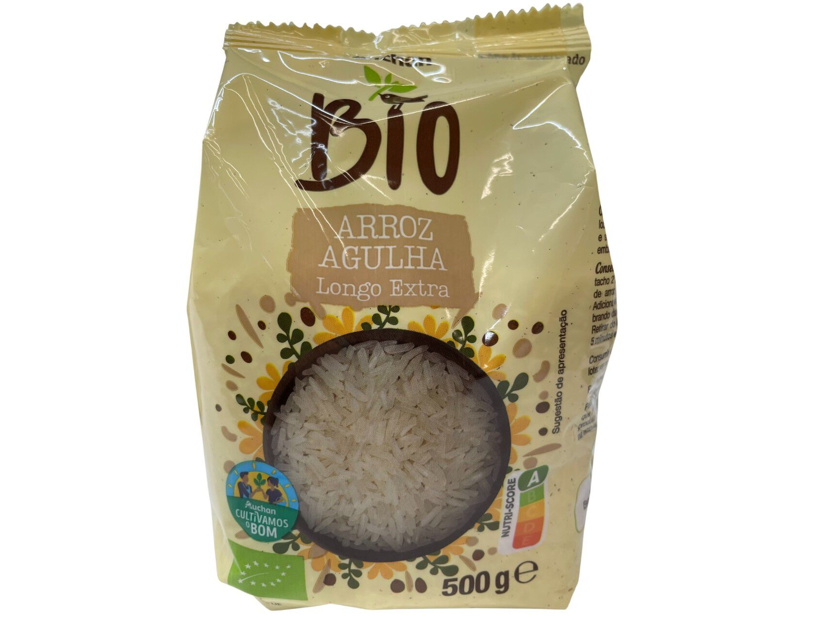 ARROZ AUCHAN AGULHA BIO CULTIVAMOS O BOM LONGO EXTRA 500G