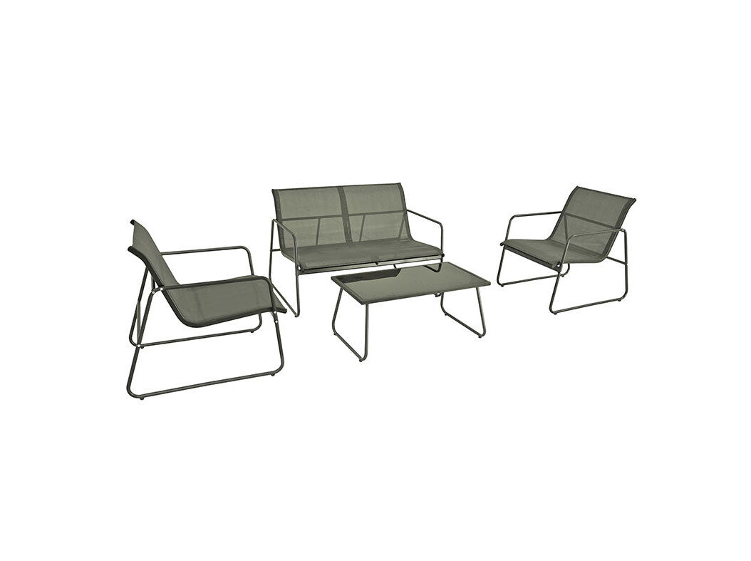 CONJUNTO DE 3 SOF&Aacute;S GARDENSTAR + MESA CENTRO VERDE