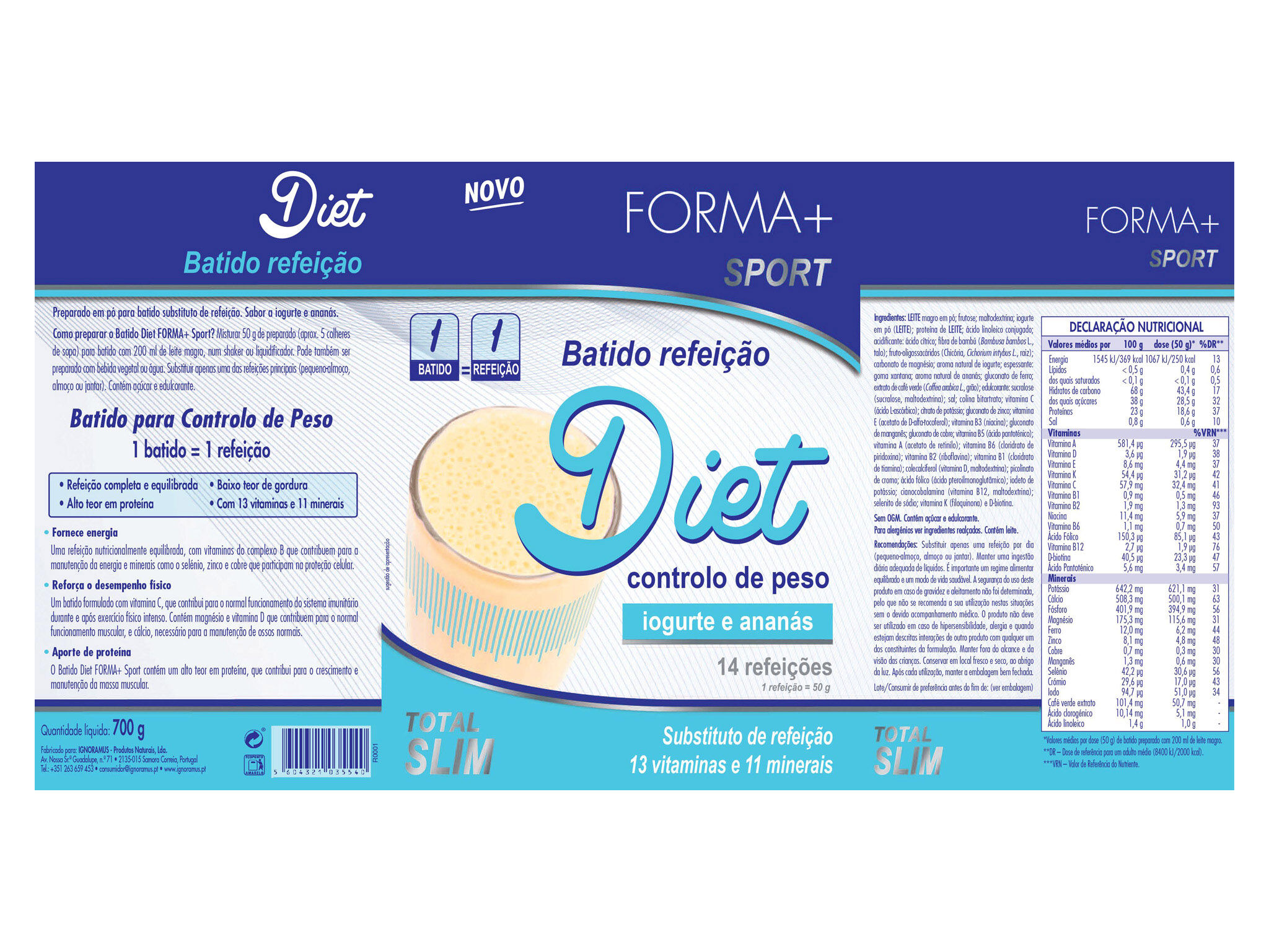 BATIDO DIET FORMA + SPORT IOGURTE E ANAN&Aacute;S 700G image number 1