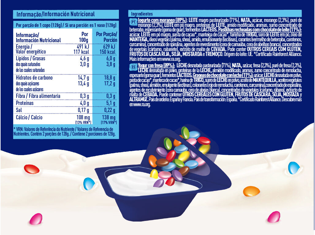 IOGURTE NESTL&Eacute; SMARTIES BAUNILHA 2X128G image number 1