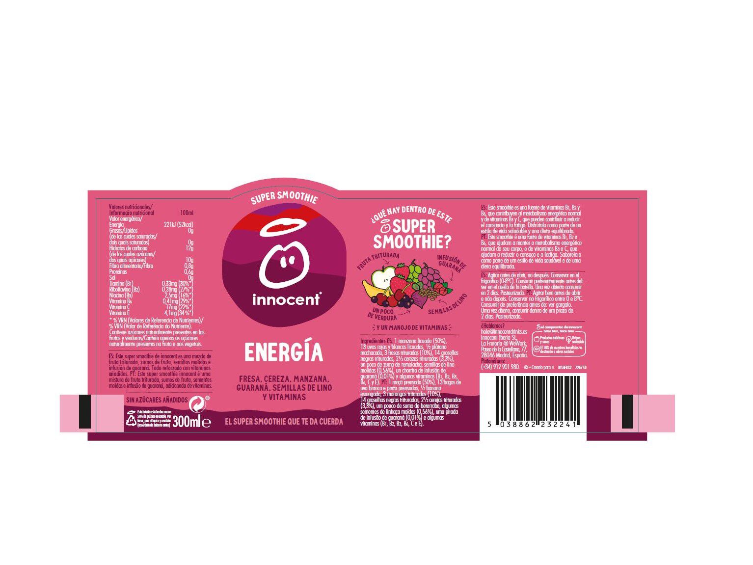 SUPER SMOOTHIE INNOCENT ENERGIA 300ML image number 1