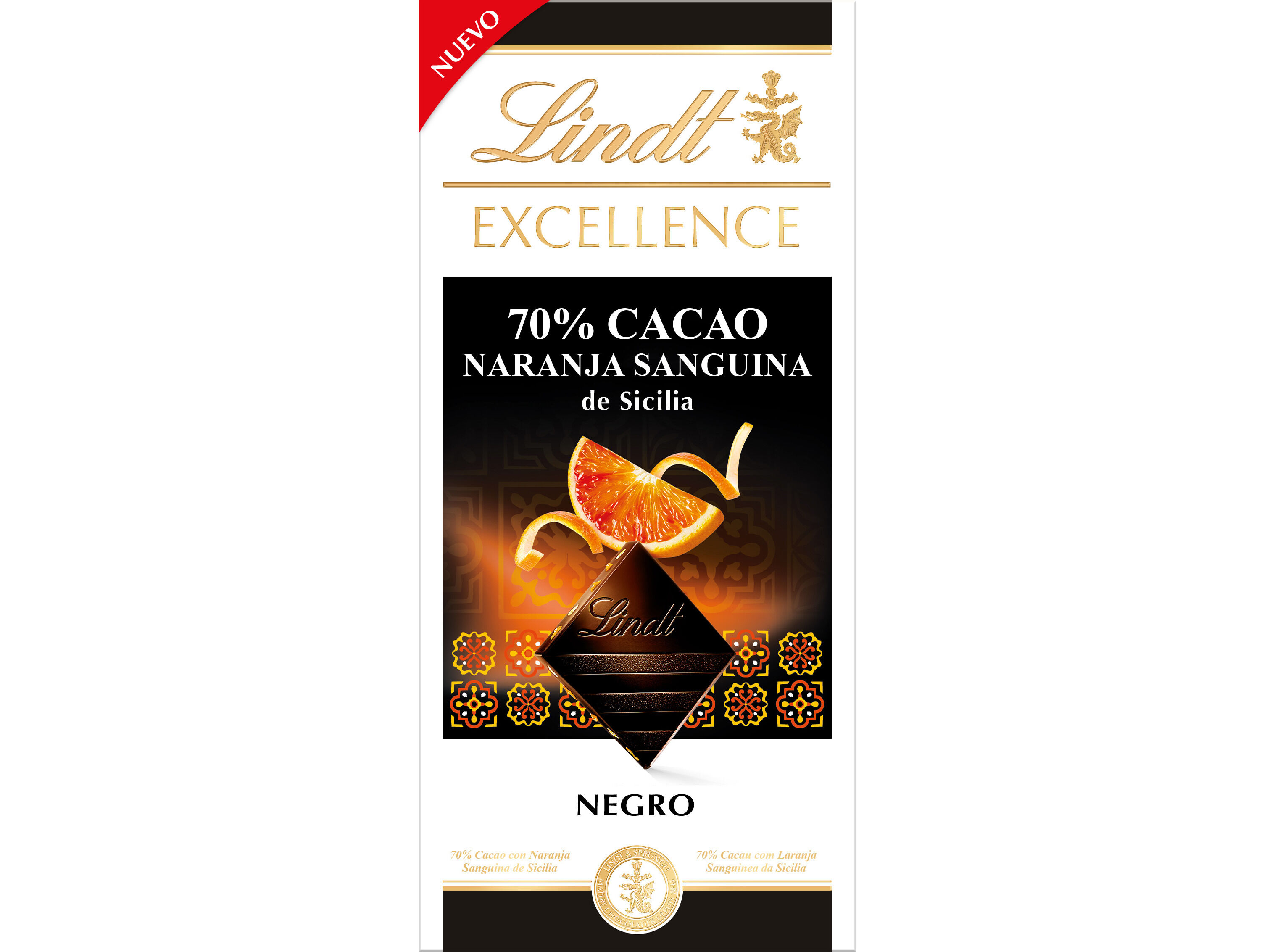 TABLETE CHOCOLATE LINDT EXCELLENCE NEGRO 70% TORANJA SIC&Iacute;LIA 100G image number 0
