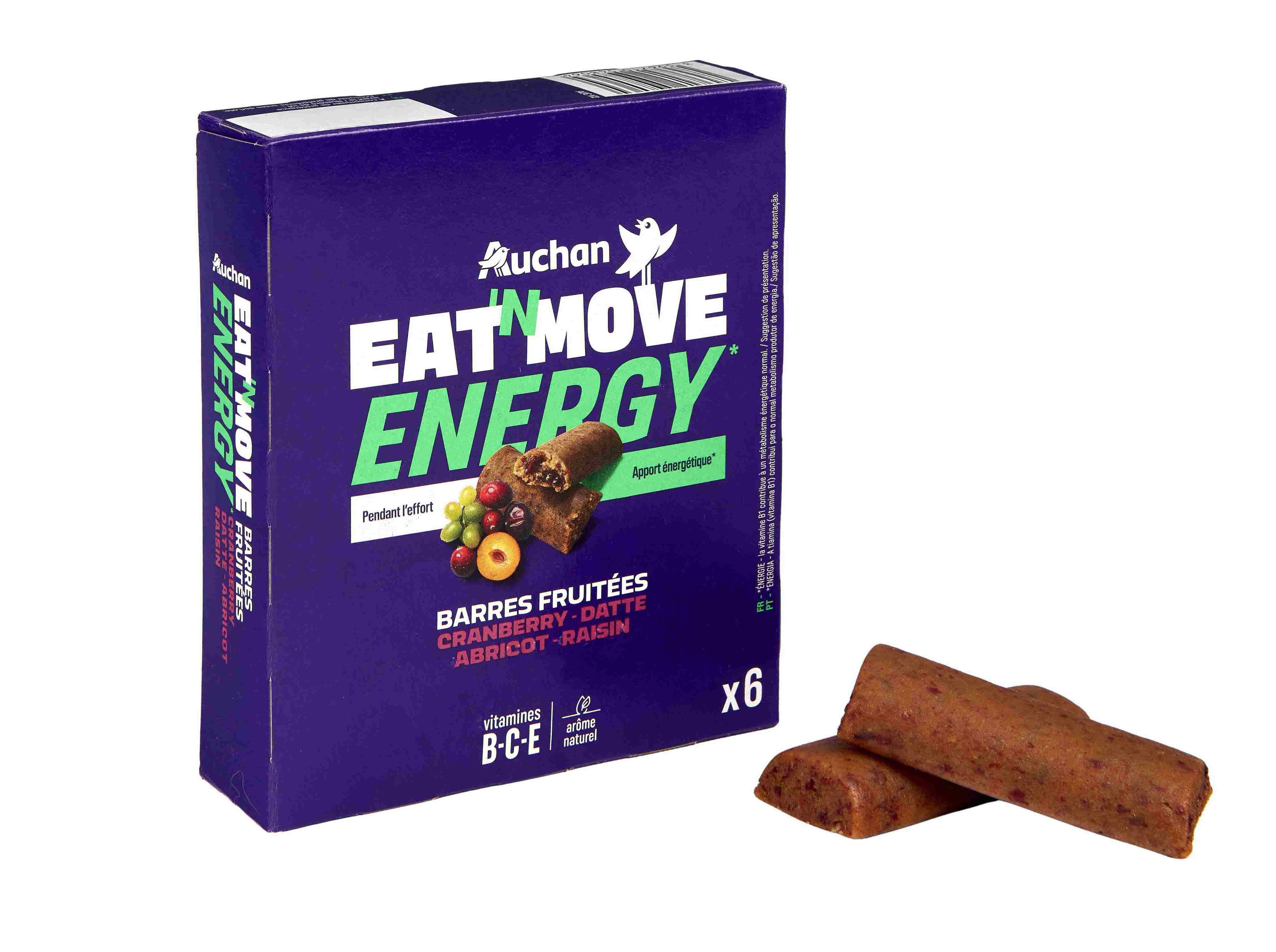 BARRAS AUCHAN EAT'N MOVE ENERGY FRUTOS VERMELHOS 6UN 150G image number 1