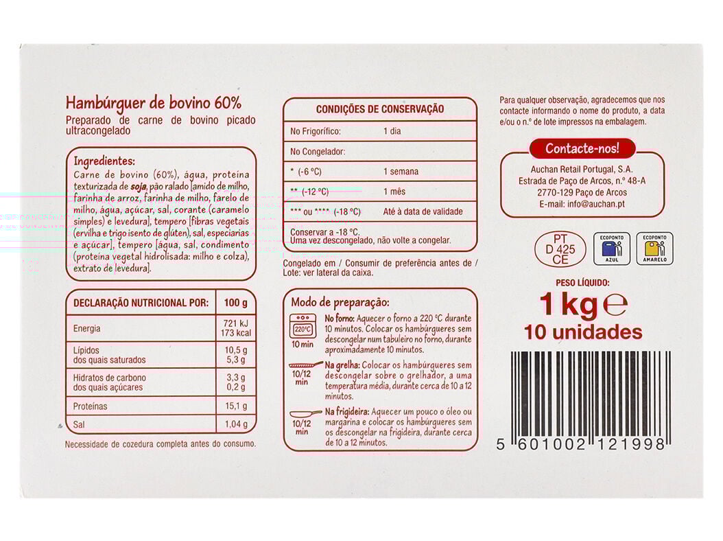 HAMB&Uacute;RGUER POLEGAR 60% BOVINO 10UN 1KG image number 2