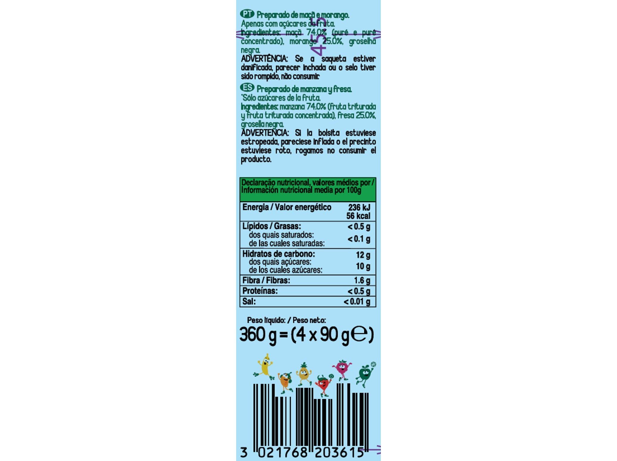 SAQUETAS FRUTA GO GO SQUEEZ MORANGO E MA&Ccedil;&Atilde; 4X90G image number 1