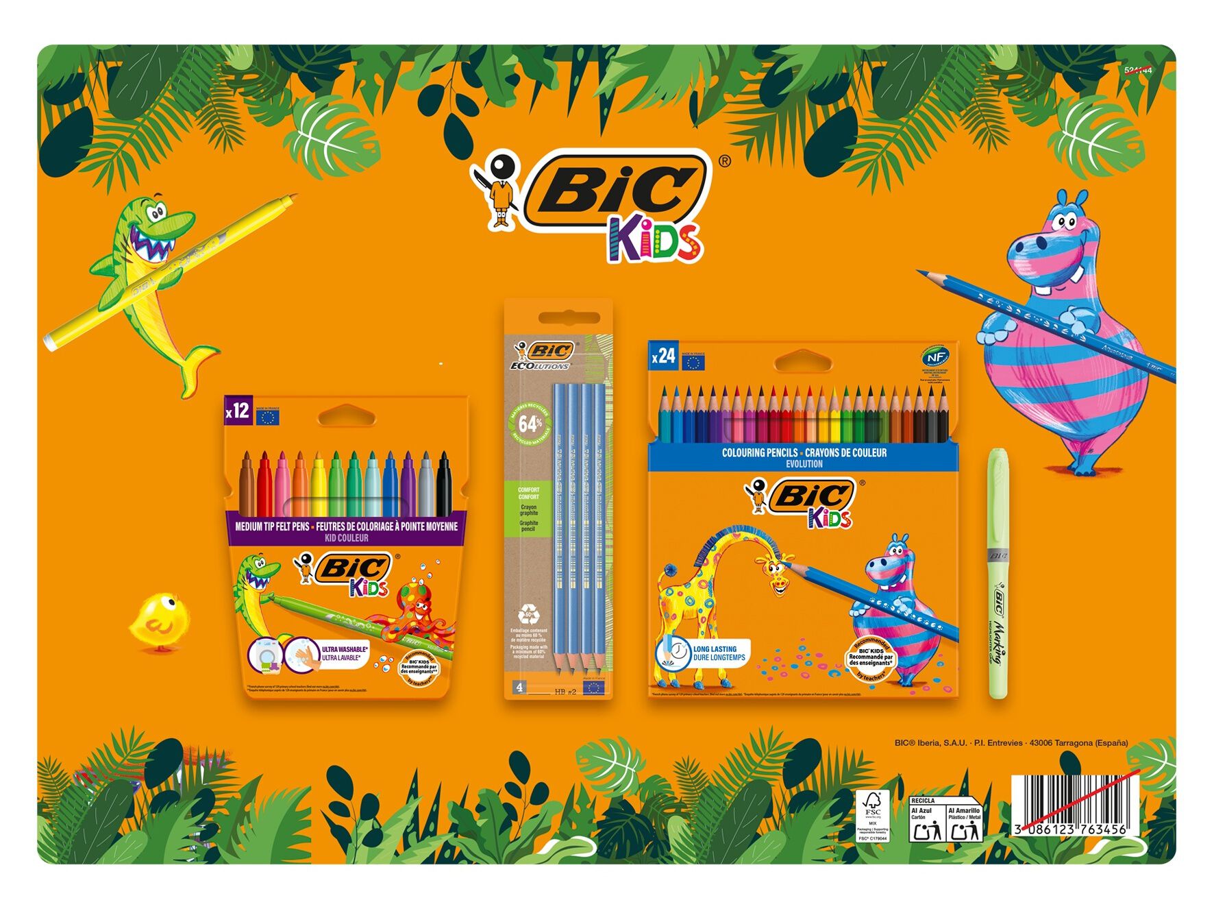 PACK ECON&Oacute;MICO BIC KIDS 24 LAPIS COR + 12 LAPIS CERA + 24 CANETAS FELTRO image number 1