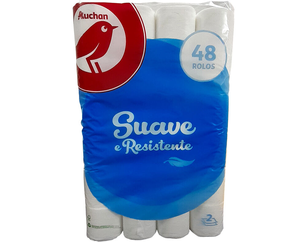 PAPEL HIGI&Eacute;NICO AUCHAN SUAVE E RESISTENTE FOLHA DUPLA 48 ROLOS