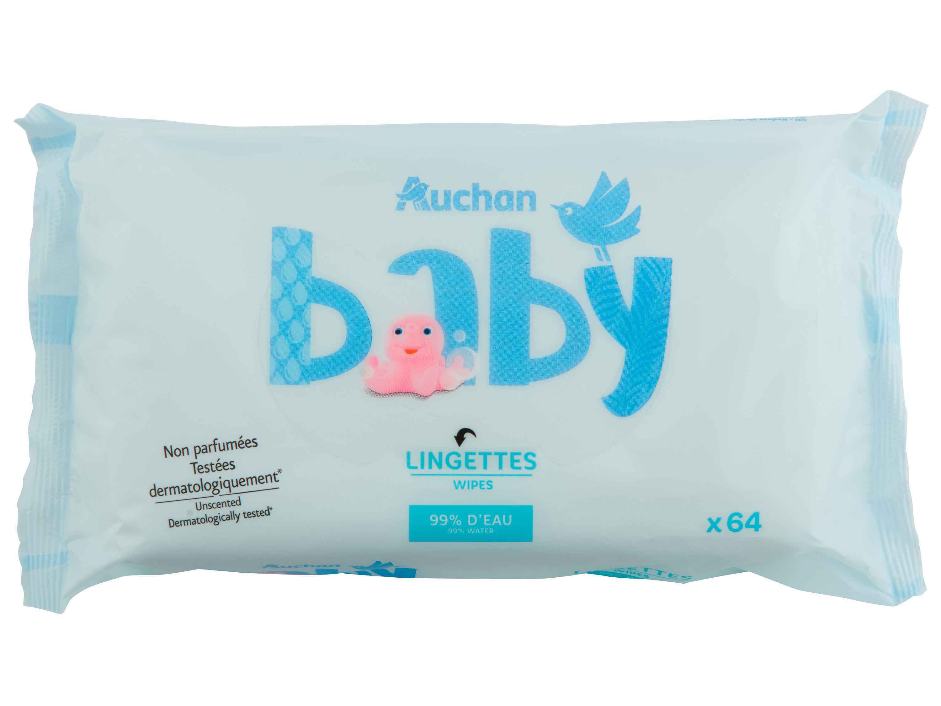 TOALHITAS AUCHAN BABY COM 99% DE &Aacute;GUA 64UN