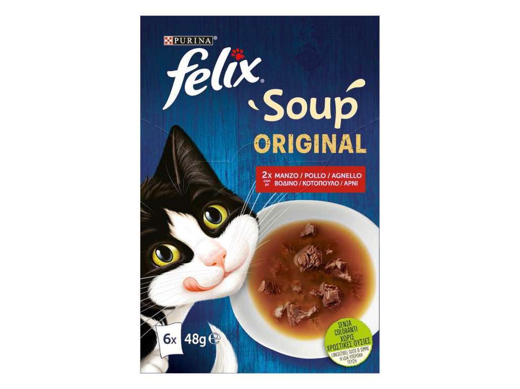 COMIDA H&Uacute;MIDA PARA GATO FELIX SOUP CARNES 6X48G image number 1