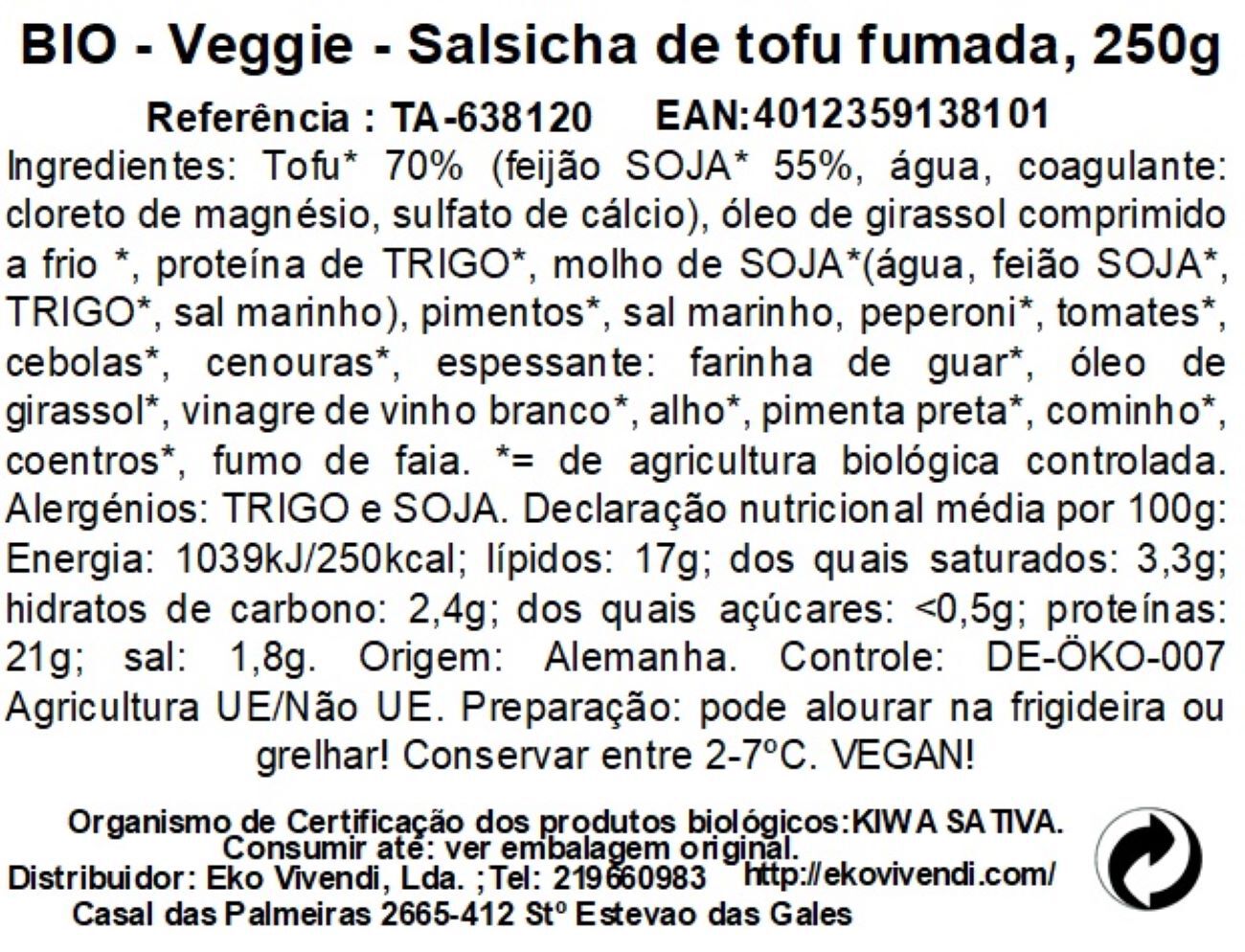 SALSICHA TOFU TAIFUN BARBECUE BIO 250G image number 0