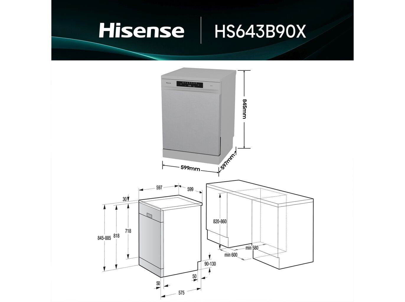 M&Aacute;QUINA DE LAVAR LOI&Ccedil;A HISENSE LOOK INOX SERIE HI4 HS643B90X B 15CONJUNTOS image number 6