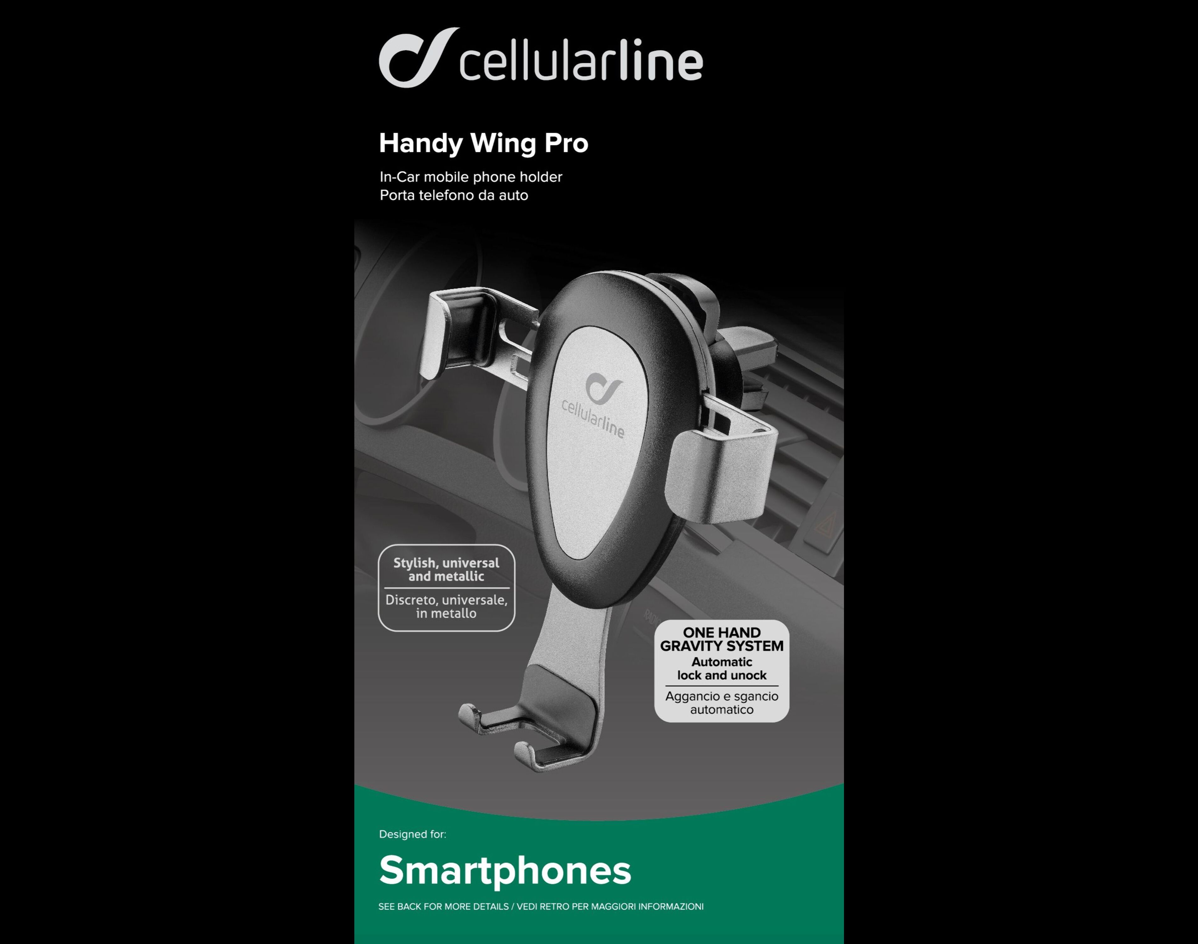 SUPORTE TELEM&Oacute;VEL PARA CARRO CELLULARLINE HANDY WING PRO MAGN&Eacute;TICO image number 1