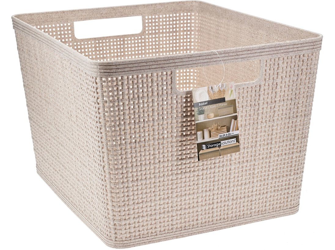 CESTO PARA ARRUMA&Ccedil;&Atilde;O EM PL&Aacute;STICO BEGE 35X29.5X22CM image number 1