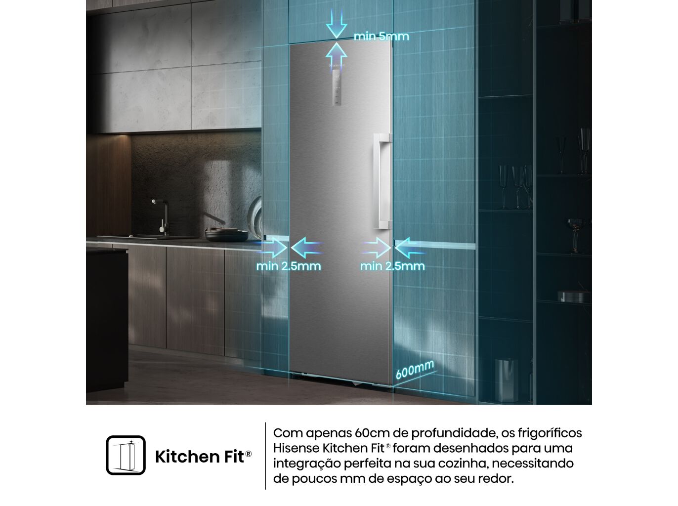 ARCA CONGELADORA VERTICAL HISENSE KITCHEN FIT FT3K310SAIE1 (NO FROST - 185.6 CM - 312 L - INOX) image number 7