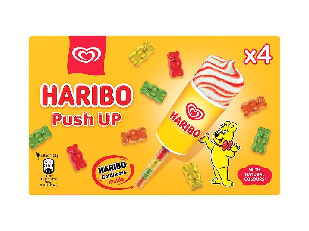 GELADO OL&Aacute; HARIBO PUSH-UP 4X85ML