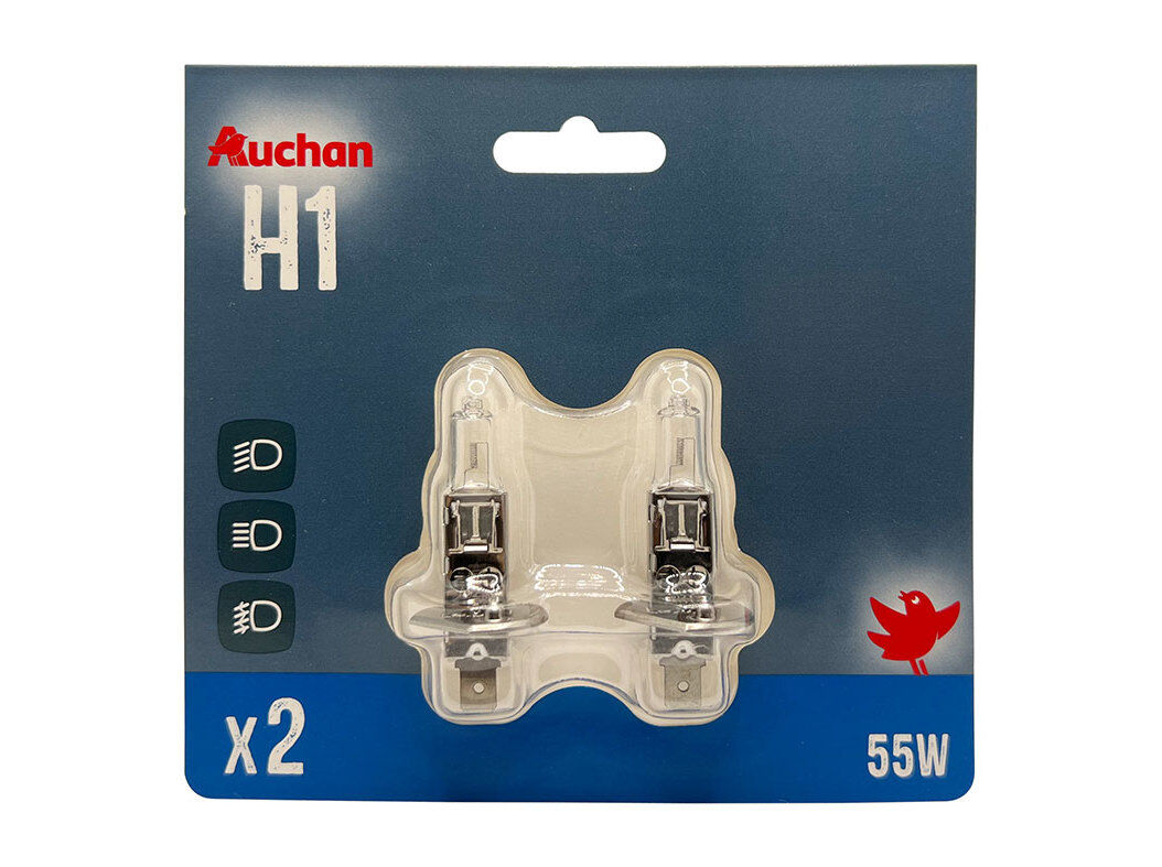 L&Acirc;MPADA AUTO AUCHAN H1 12V 55W PACK 2 UNIDADES image number 0