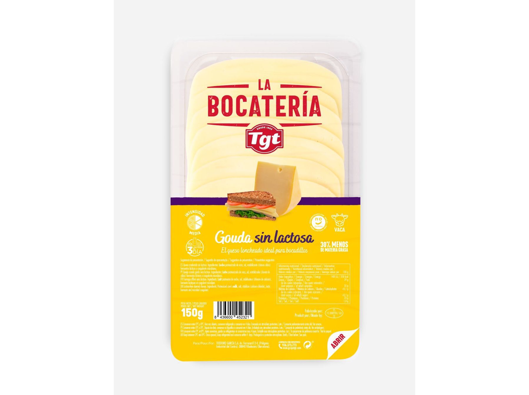 QUEIJO GOUDA FATIAS SEM LACTOSE LA BOCATERIA 150G