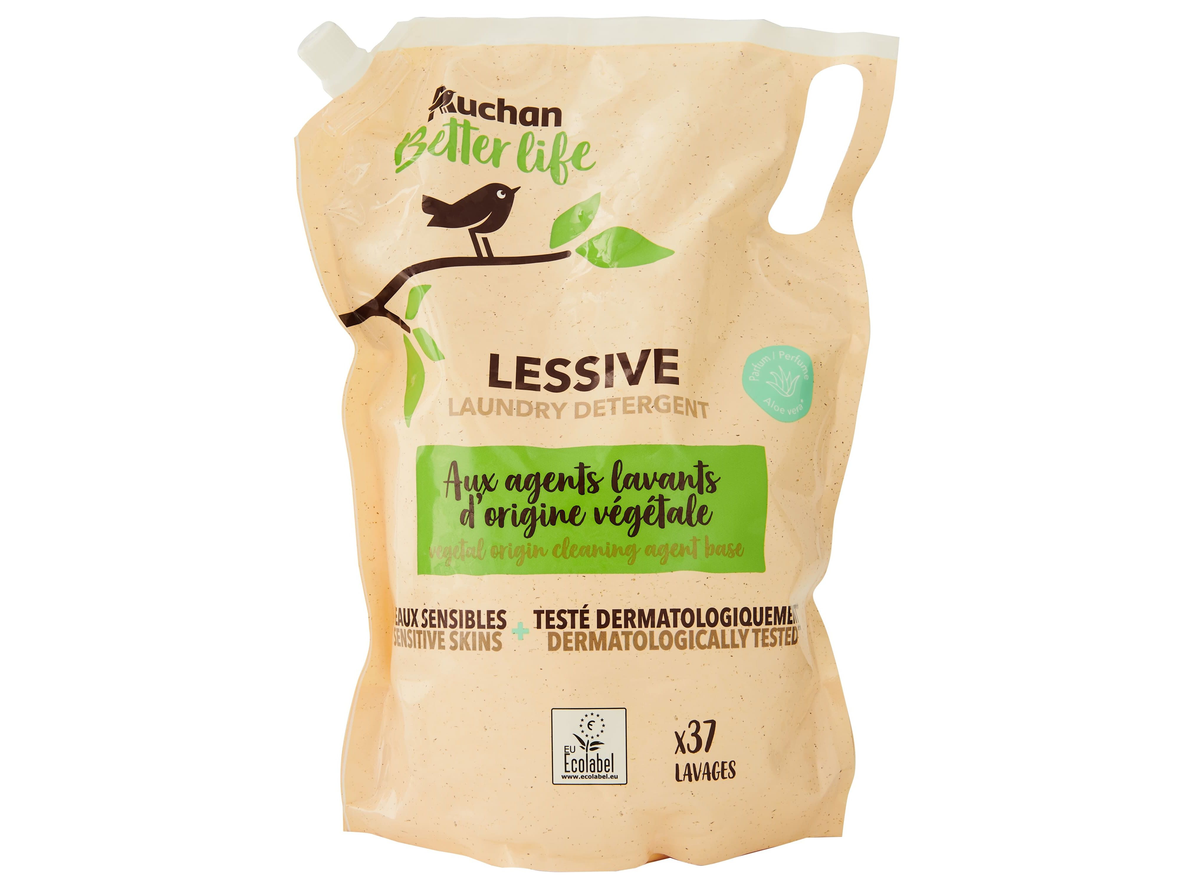 DETERGENTE AUCHAN BETTER LIFE M&Aacute;QUINA ROUPA L&Iacute;QUIDO ALO&Eacute; VERA 37 DOSES image number 0