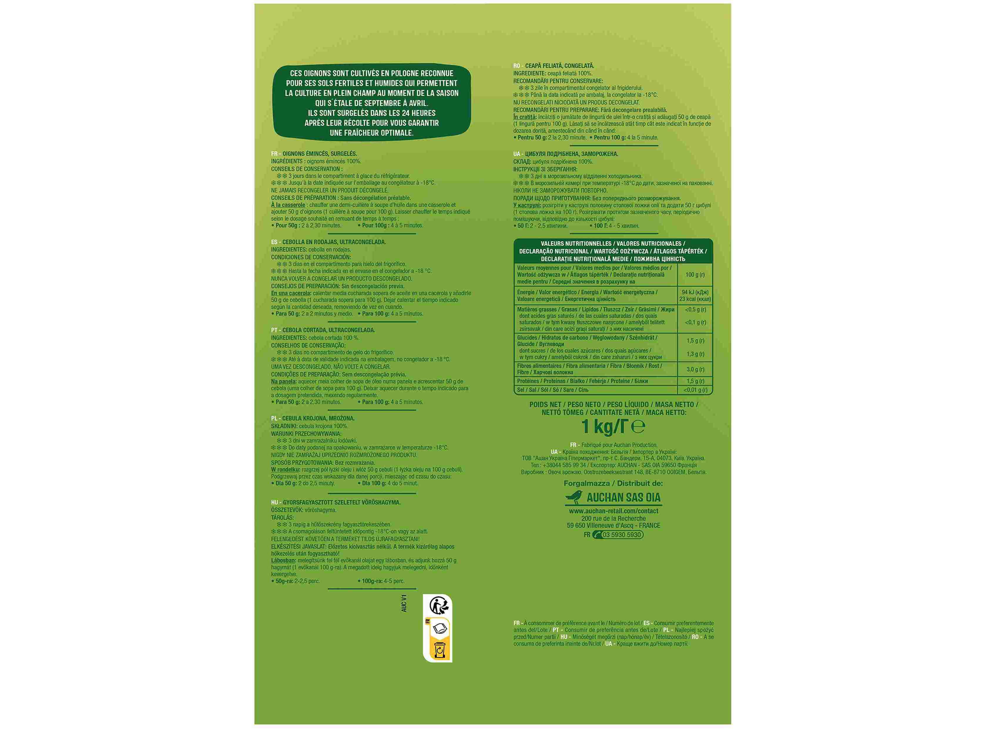 CEBOLA AUCHAN CORTADA 1KG image number 1