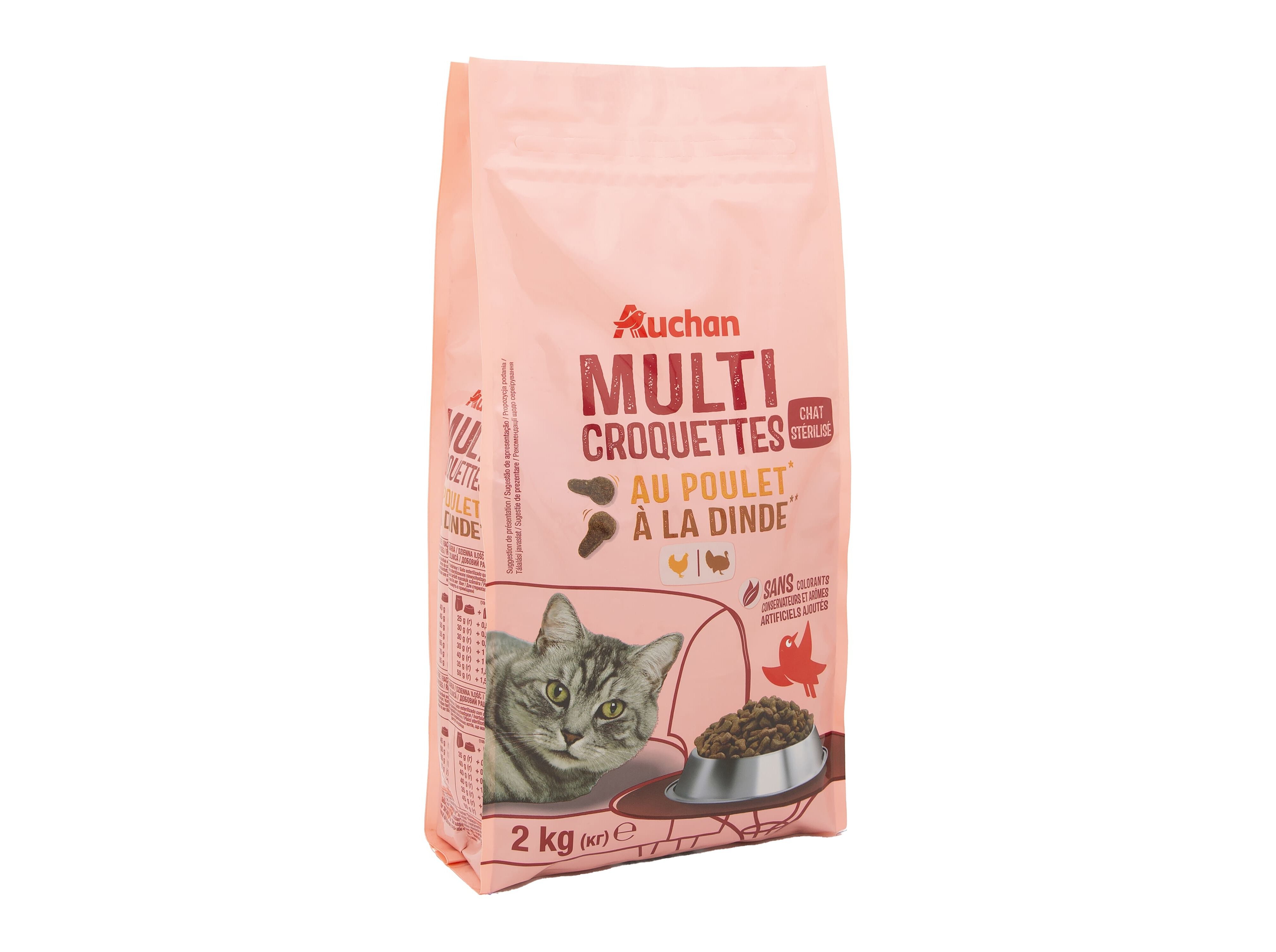 RA&Ccedil;&Atilde;O PARA GATO AUCHAN ESTERILIZADO COM FRANGO E COM PERU 2KG image number 1