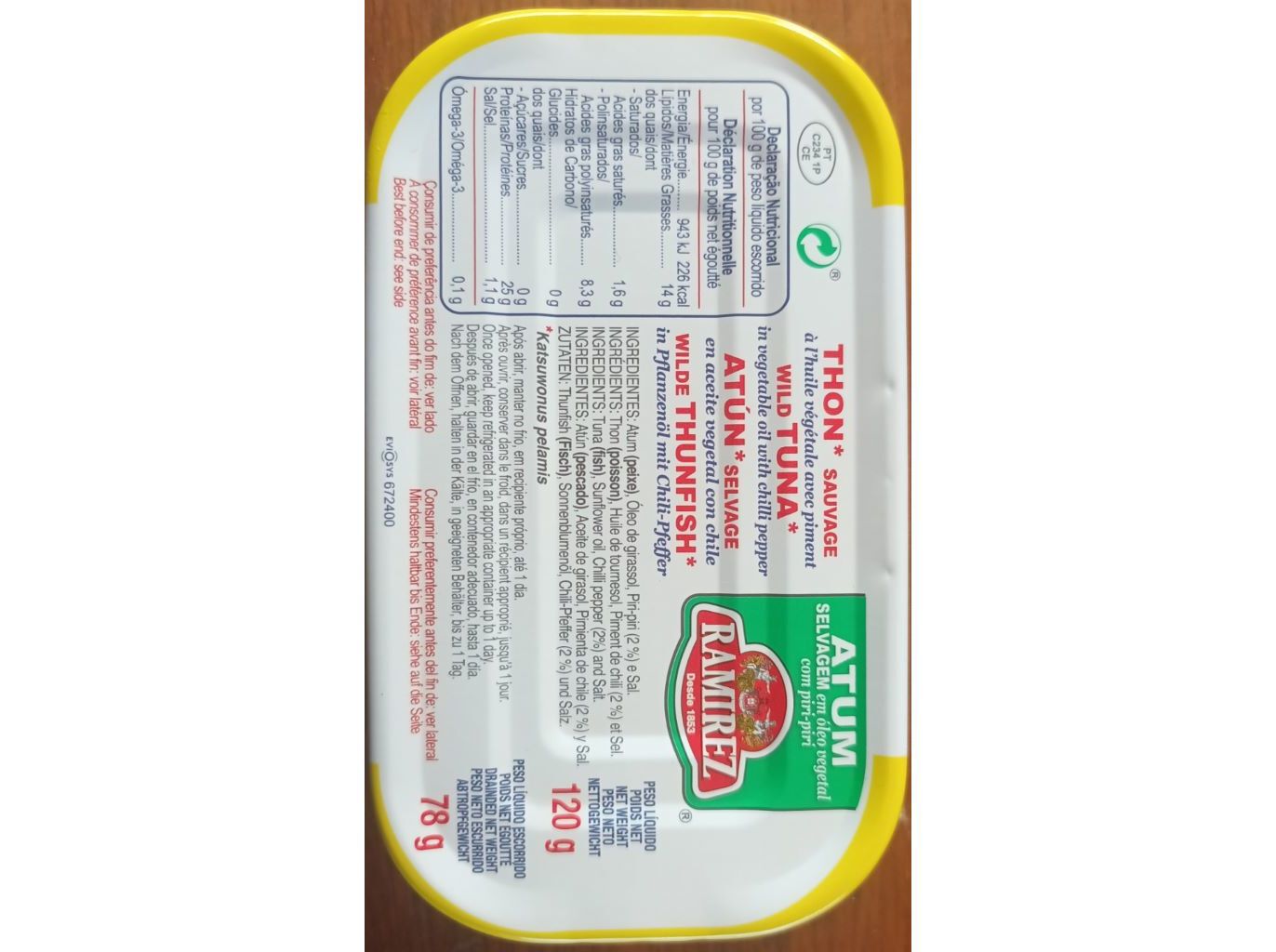 ATUM EM &Oacute;LEO RAMIREZ C/PIRI-PIRI 120(78)G image number 1