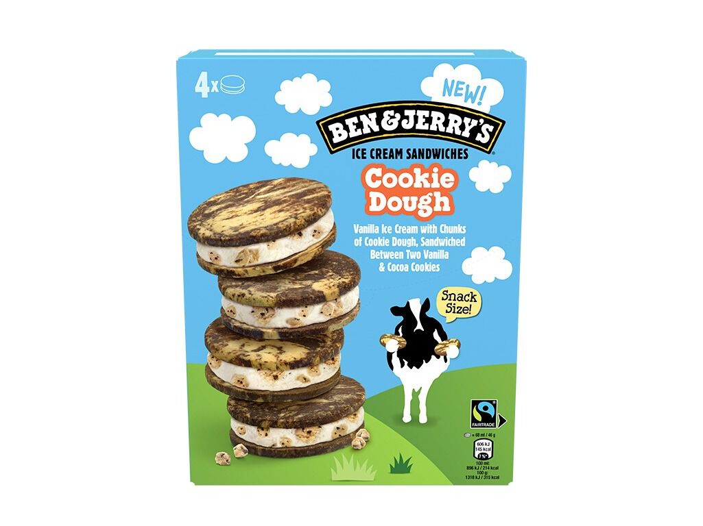 GELADO BEN & JERRY'S COOKIE DOUGH SANDWICH 4X68ML