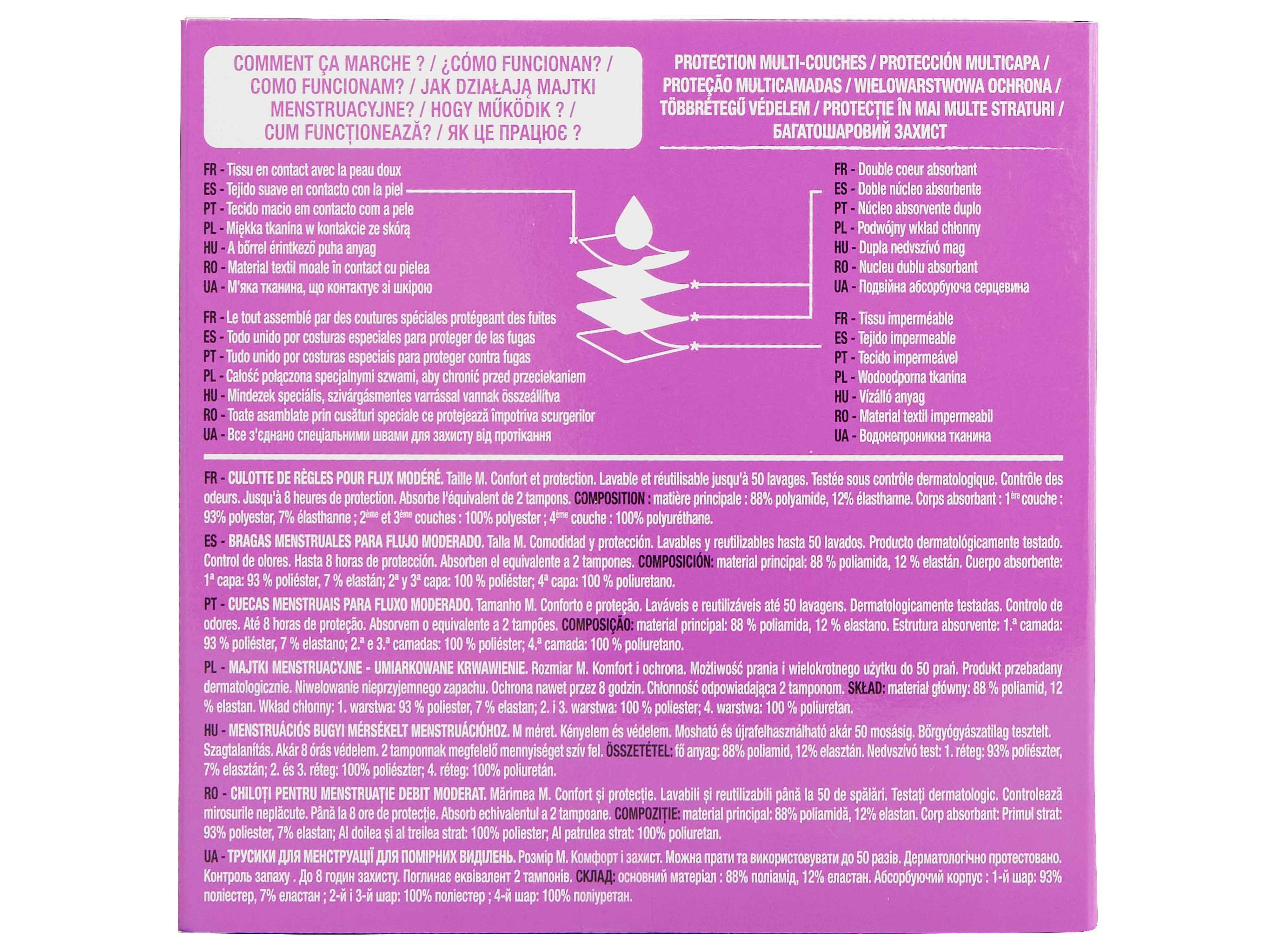 CUECAS MENSTRUAIS AUCHAN PRETO FLUXO MODERADO M 3UN image number 3