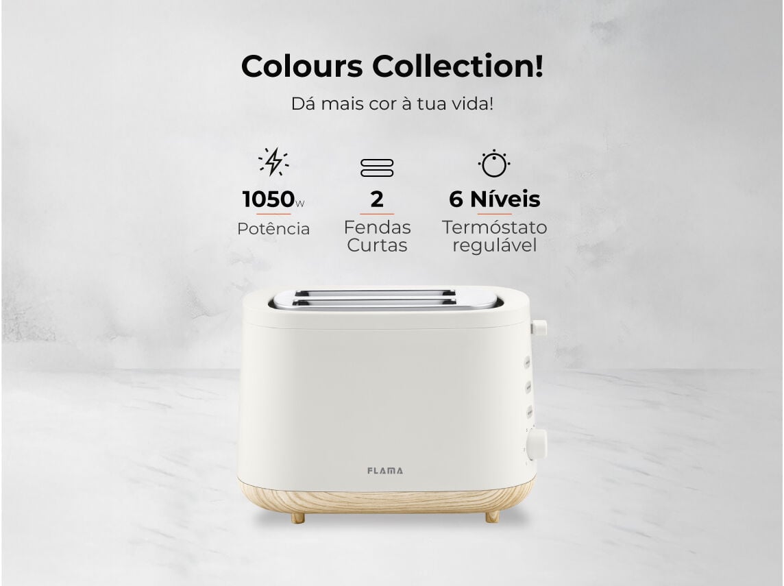 TORRADEIRA 2 FENDAS FLAMA 981FL 1050W PEARL WHITE image number 2