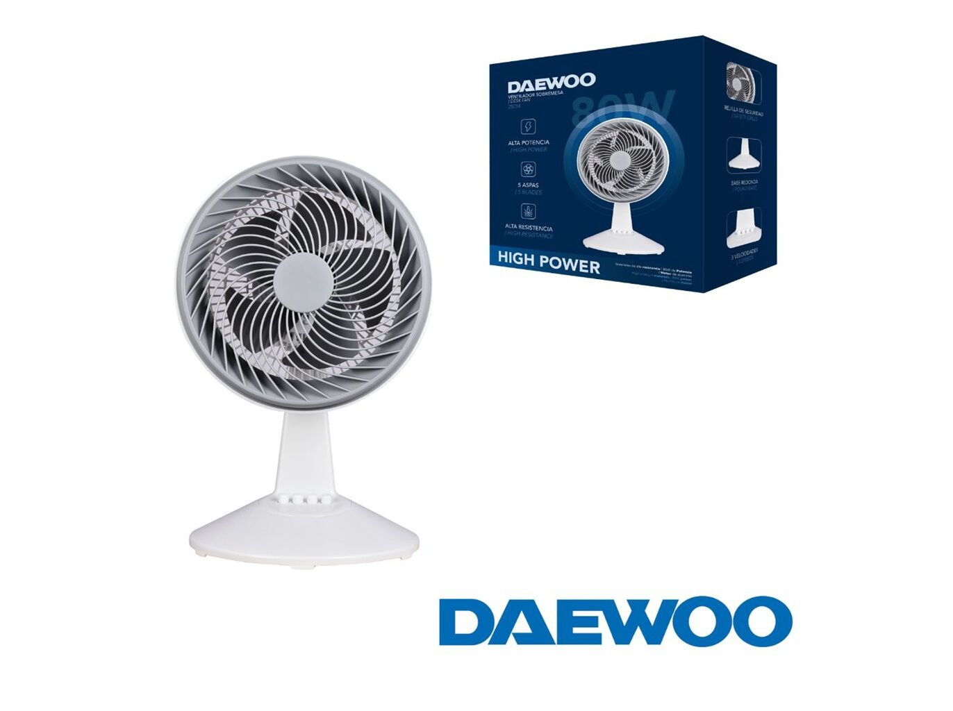 VENTOINHA DE MESA DAEWOO DW9009 BRANCA 80W/25CM