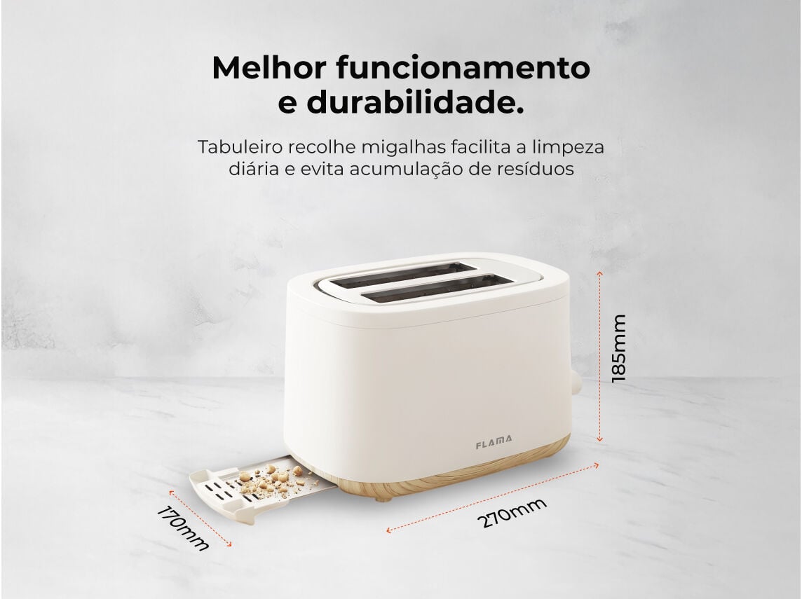 TORRADEIRA 2 FENDAS FLAMA 981FL 1050W PEARL WHITE image number 4