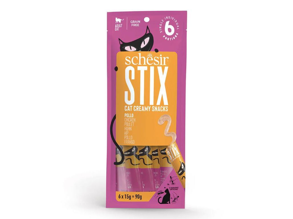 SNACK GATO SCHESIR STIX PUR&Eacute; FRANGO 6X15G image number 0