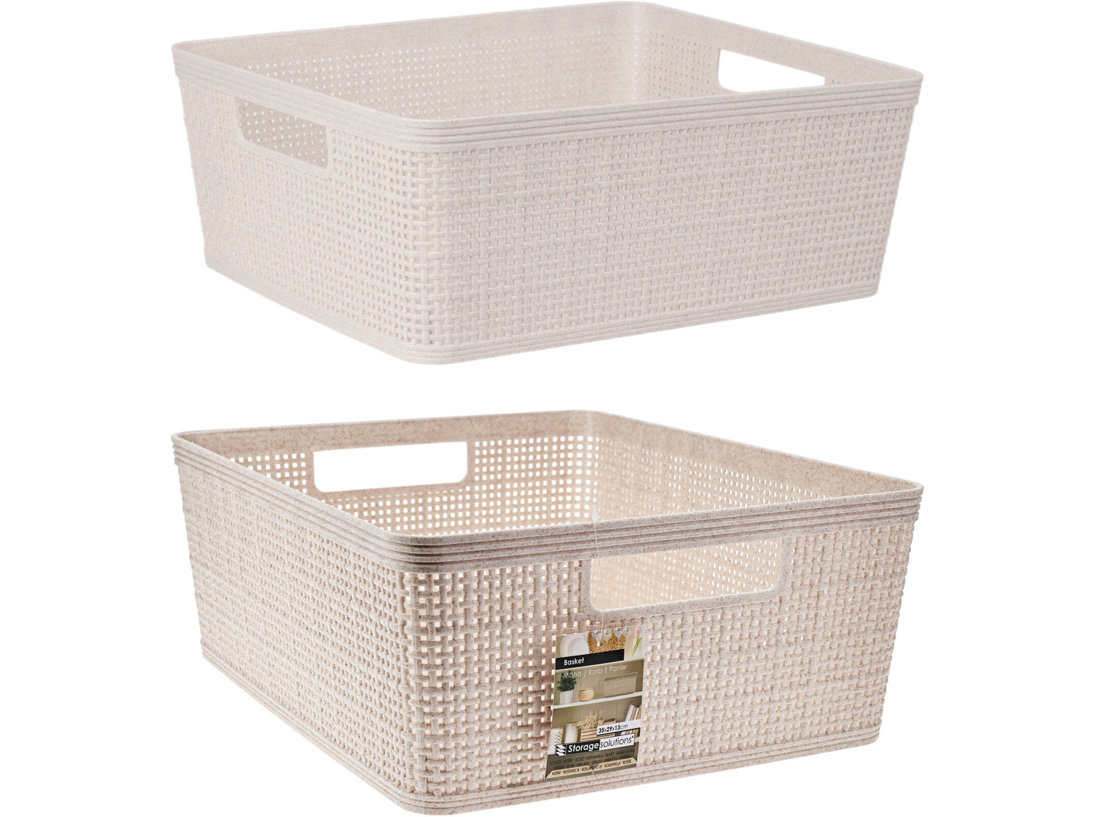 CESTO PARA ARRUMA&Ccedil;&Atilde;O EM PL&Aacute;STICO BEGE 35X29X13CM image number 1