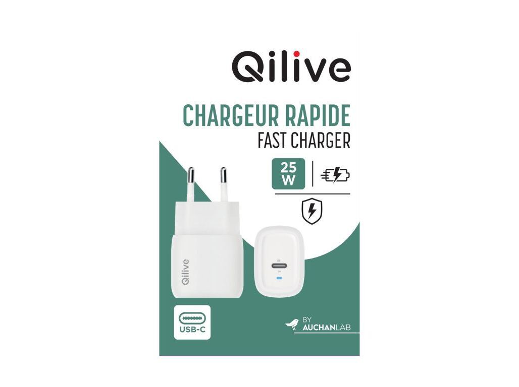 CARREGADOR QILIVE USB-C 25W BRANCO image number 3