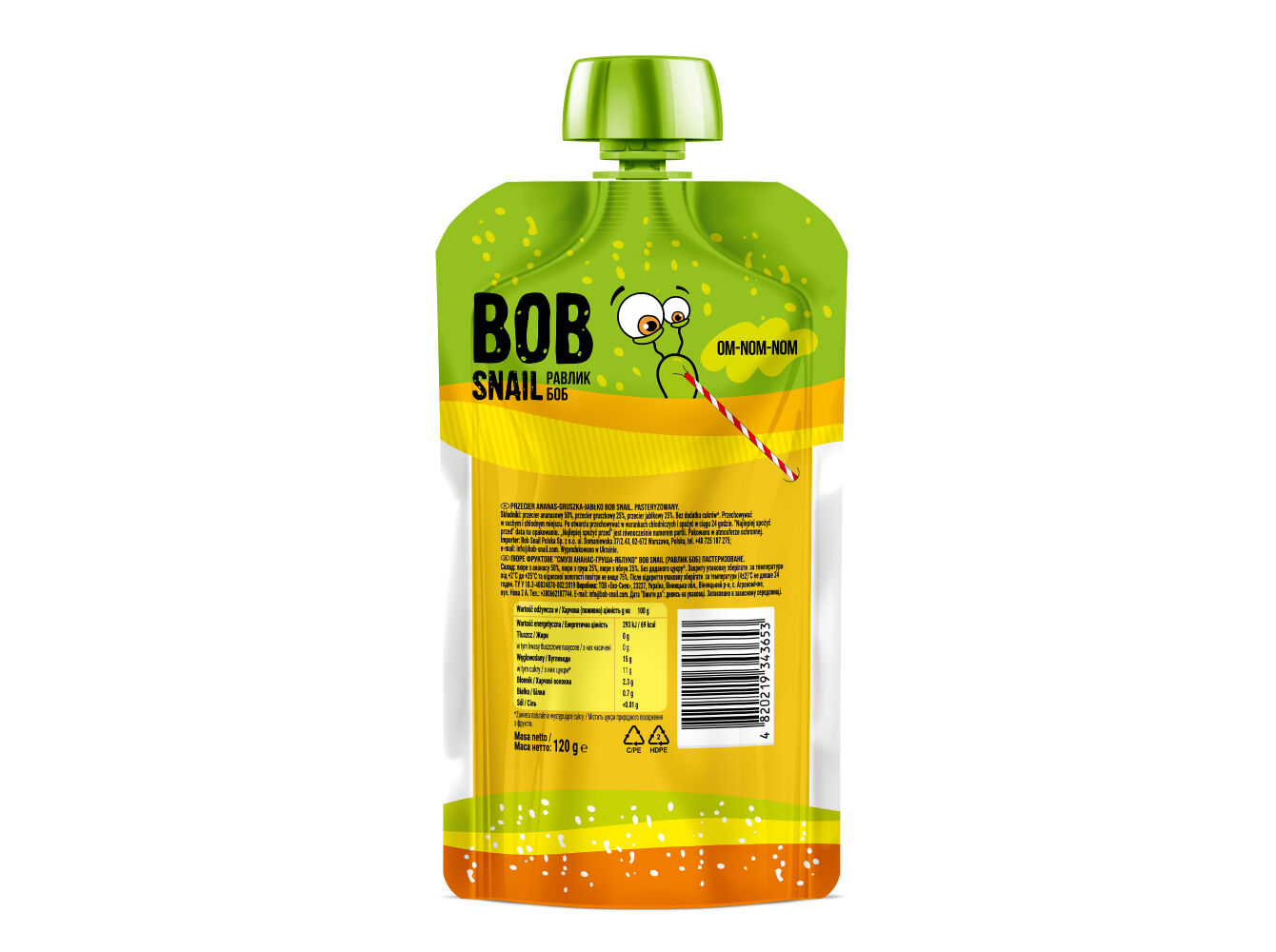 PUR&Eacute; DE FRUTA BOB SNAIL ANAN&Aacute;S P&Ecirc;RA E MA&Ccedil;&Atilde; 120 G image number 1