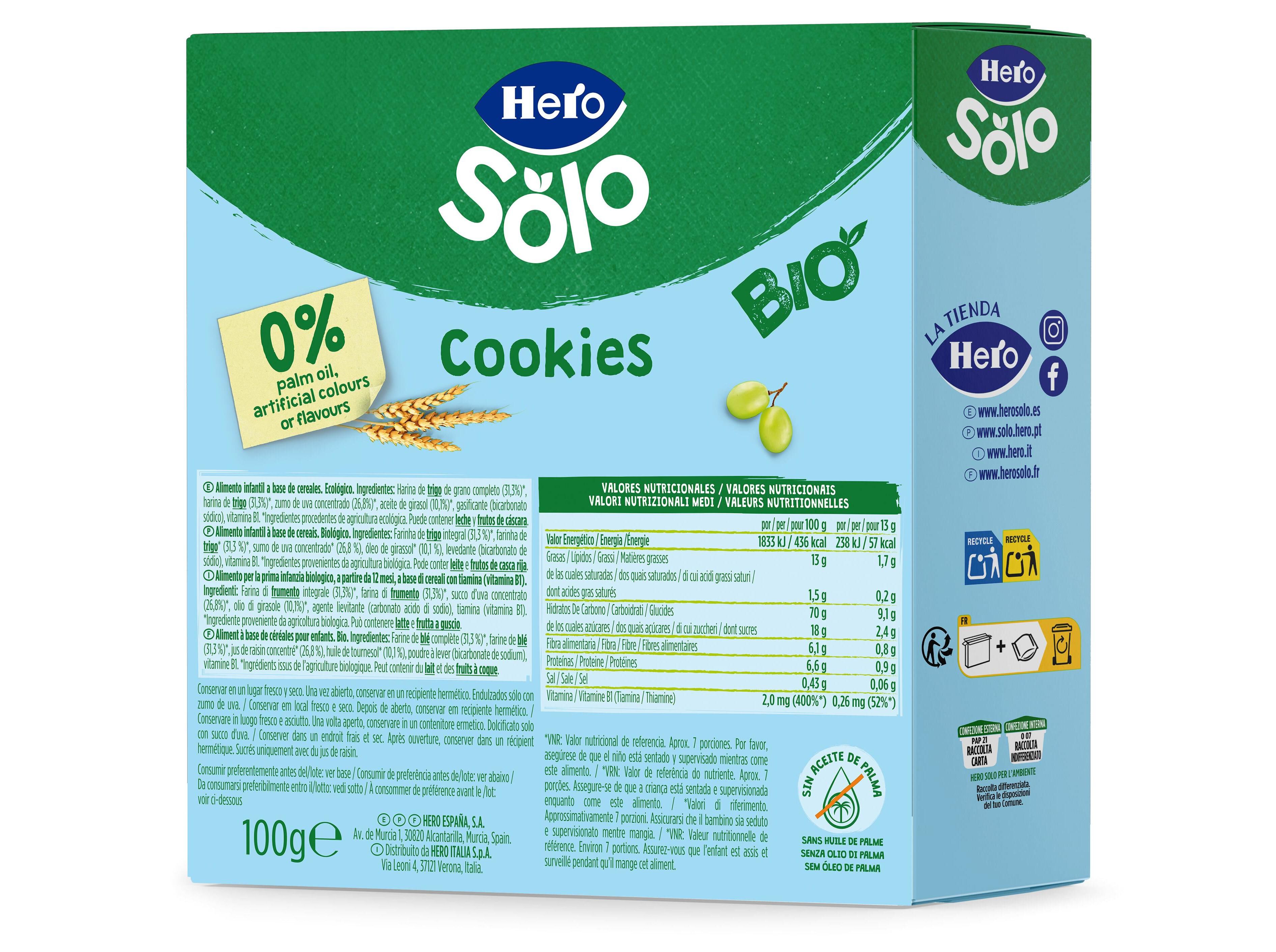 BOLACHAS HERO SOLO BIO ANIMAIS 100G image number 1
