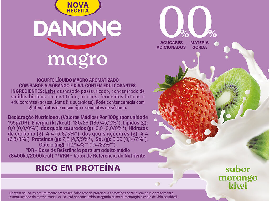 IOGURTE MAGRO L&Iacute;QUIDO DANONE MORANGO KIWI 4X155G image number 1