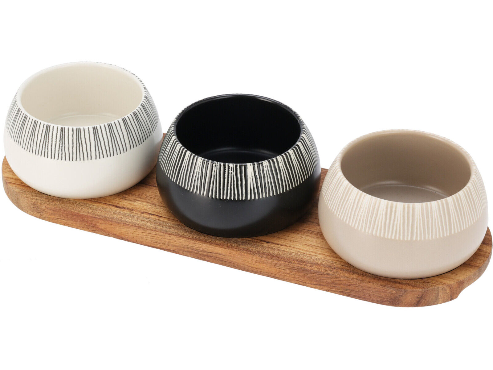 CONJUNTO DE 3 TA&Ccedil;AS SERVIR GR&Ecirc;S COM TABULEIRO MADEIRA image number 1