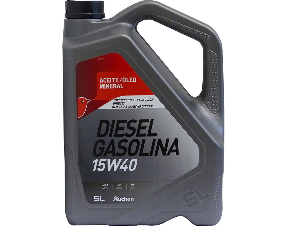 &Oacute;LEO DE MOTOR AUCHAN MINERAL 15W40 GASOLINA/DIESEL 5L image number 0