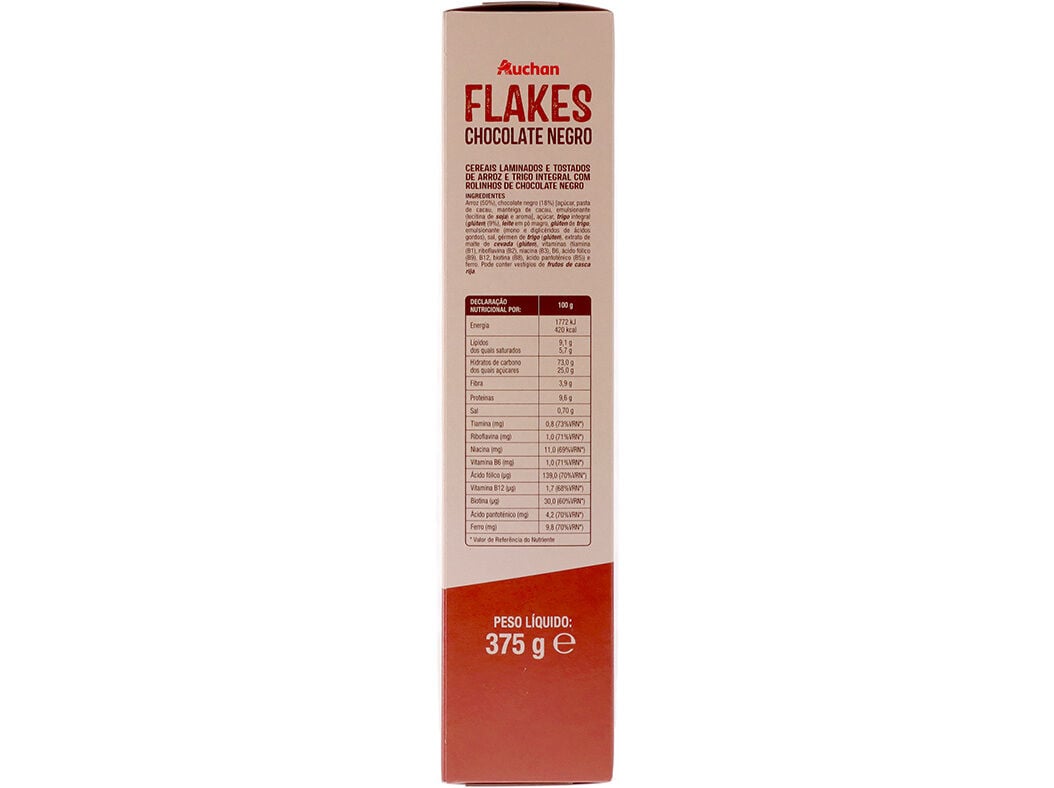 CEREAIS FLAKES AUCHAN COM CHOCOLATE NEGRO 375G image number 2