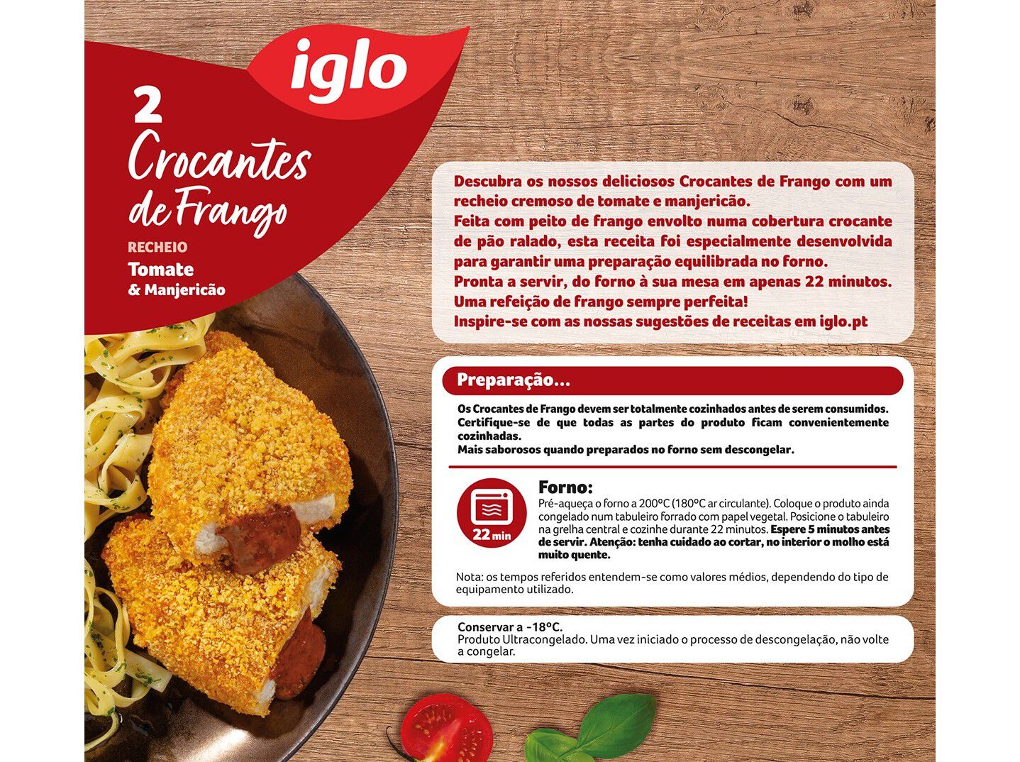 CROCANTES FRANGO RECHEADOS IGLO TOMATE E MANJERIC&Atilde;O 204G image number 1