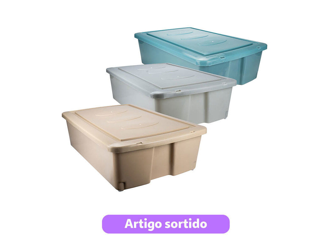 CAIXA DE ARRUMA&Ccedil;&Atilde;O COM TAMPA E RODAS FAPIL 30L 60X40X18CM CORES SORTIDAS