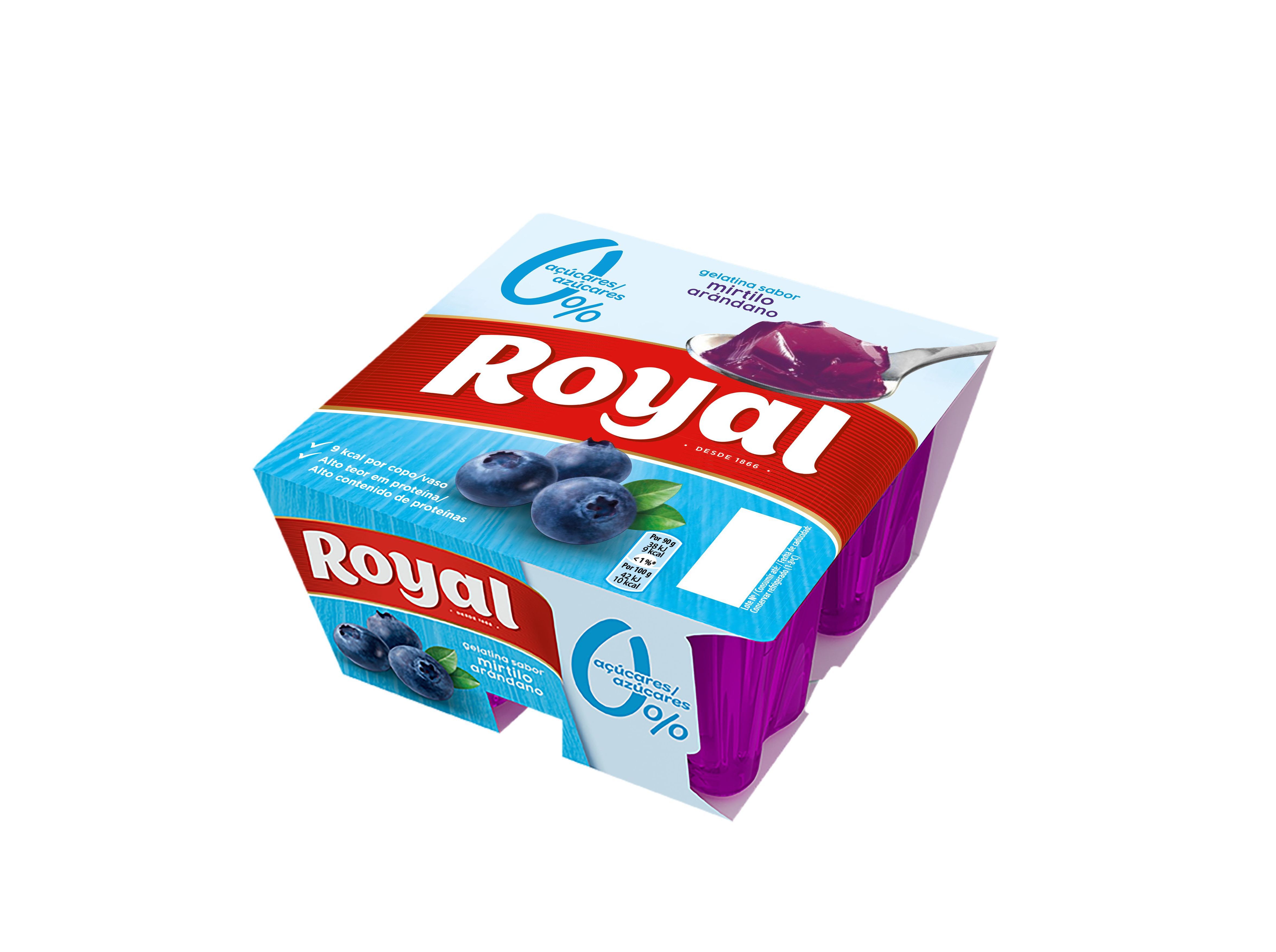 GELATINA ROYAL MIRTILO 0% DE A&Ccedil;&Uacute;CAR 4X90 G