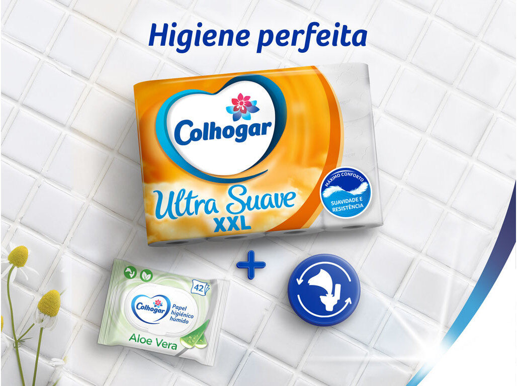 PAPEL COLHOGAR HIGI&Eacute;NICO ULTRA SUAVE XXL 12ROLOS=24ROLOS image number 3